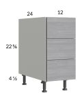 Euro Grey 12" 3-Drawer Desk Base Cabinet