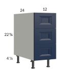 Harbor Navy 12" 3-Drawer Desk Base Cabinet