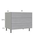 Euro Grey 33" 3-Drawer Desk Base Cabinet