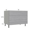 Euro Grey 36" 3-Drawer Desk Base Cabinet