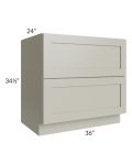 Kingston Pearl Grey Shaker 36" 2-Drawer Base Cabinet
