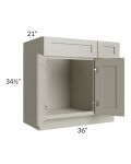 Kingston Pearl Grey Shaker 36" Vanity Sink Base Cabinet (Drawers on Right)