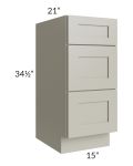 Kingston Pearl Grey Shaker 15" 3-Drawer Vanity Base Cabinet