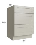 Kingston Pearl Grey Shaker 24" 3-Drawer Vanity Base Cabinet