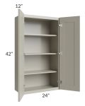 Kingston Pearl Grey Shaker 24x42 Wall Cabinet