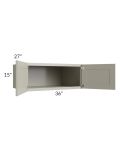 Kingston Pearl Grey Shaker 36x15x27 Wall Cabinet 