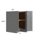 Stratton Dark Grey Shaker 33" Easy Reach Corner Base Cabinet 