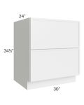 Metro White 30" 2-Drawer Base Cabinet