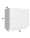 Metro White 36" 2-Drawer Base Cabinet