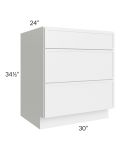Metro White 30" 3-Drawer Base Cabinet