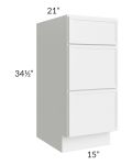 Metro White 15" 3-Drawer Vanity Base Cabinet 