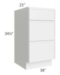 Metro White 18" 3-Drawer Vanity Base Cabinet