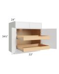 Metro White 33" Base Cabinet with 2 Rollout Trays
