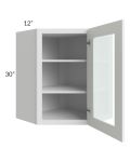 Metro White 24x30 Wall Diagonal Corner Cabinet (Prepped for Glass Doors)