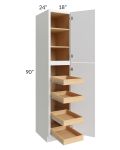 Metro White 18x90x24 Wall Pantry Cabinet with 4 Rollout Trays 