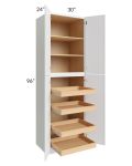 Metro White 30x96x24 Wall Pantry Cabinet with 4 Rollout Trays 