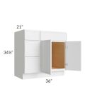 Metro White 36" Vanity Base Cabinet (Drawers on Left)