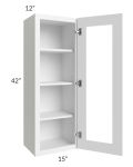 Metro White 15x42 Wall Glass Door Cabinet (Prepped for Glass Doors) 