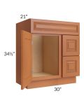 Lexington Cinnamon Glaze 30x21 Vanity Sink Base Cabinet (Door on Left)