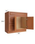 Lexington Cinnamon Glaze 36x21 Vanity Sink Base Cabinet (Doors on Right)