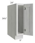 Heather Grey Shaker 9" Full Height Door Base Cabinet 