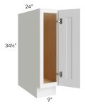 Alpine White Shaker 9" Full Height Door Base Cabinet