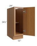 Portland Walnut 12" Full Height Door Base Cabinet