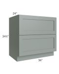 Woodland Green Shaker 24" 2-Drawer Base Cabinet