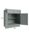 Woodland Green Shaker 24" 2-Drawer Base Cabinet