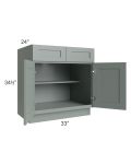 Woodland Green Shaker 24" 2-Drawer Base Cabinet