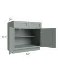 Woodland Green Shaker 24" 2-Drawer Base Cabinet