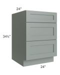 Woodland Green Shaker 24" 2-Drawer Base Cabinet