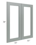 Woodland Green Shaker 30x36 Glass Door