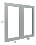 Woodland Green Shaker 36x36 Glass Door
