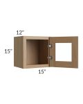 Township Rift Oak 15x15 Wall Glass Door Cabinet