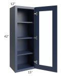 Bayville Blue 15x42 Wall Glass Door Cabinet