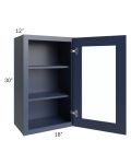 Bayville Blue 18x30 Wall Glass Door Cabinet
