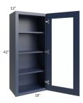 Bayville Blue 18x42 Wall Glass Door Cabinet