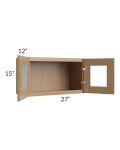 Asheville Rift Oak Shaker 27x15 Wall Glass Door Cabinet