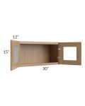 Asheville Rift Oak Shaker 30x15 Wall Glass Door Cabinet