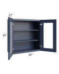 Bayville Blue 30x30 Wall Glass Door Cabinet