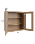 Township Rift Oak 30x30 Wall Glass Door Cabinet