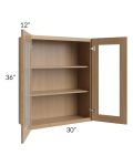 Township Rift Oak 30x36 Wall Glass Door Cabinet
