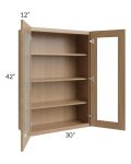 Asheville Rift Oak Shaker 30x42 Wall Glass Door Cabinet