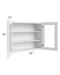 Bayville White 36x30 Wall Glass Door Cabinet