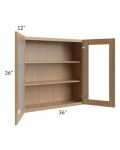 Asheville Rift Oak Shaker 36x36 Wall Glass Door Cabinet