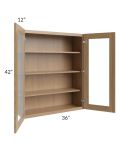 Asheville Rift Oak Shaker 36x42 Wall Glass Door Cabinet