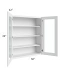 Bayville White 36x42 Wall Glass Door Cabinet