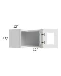 Asheville White Shaker 24x15 Pie Cut Corner Glass Door Wall Cabinet