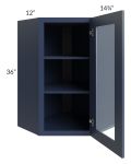 Bayville Blue 24x36 Diagonal Corner Wall Glass Door Cabinet